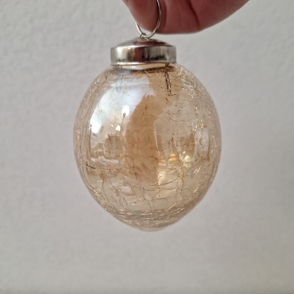 Vintage Kugle Style Mercury Crackle Glass Ball Christmas Gold Ornament 4", Heavy - Picture 6 of 16
